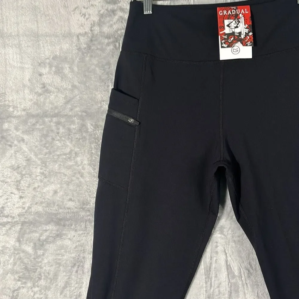 NWT New Gradual Black Leggings with pockets Size Large